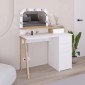 Τουαλέτα με καθρέπτη Avien Megapap χρώμα λευκό - φυσικό οξιάς 105x51,1x131εκ.