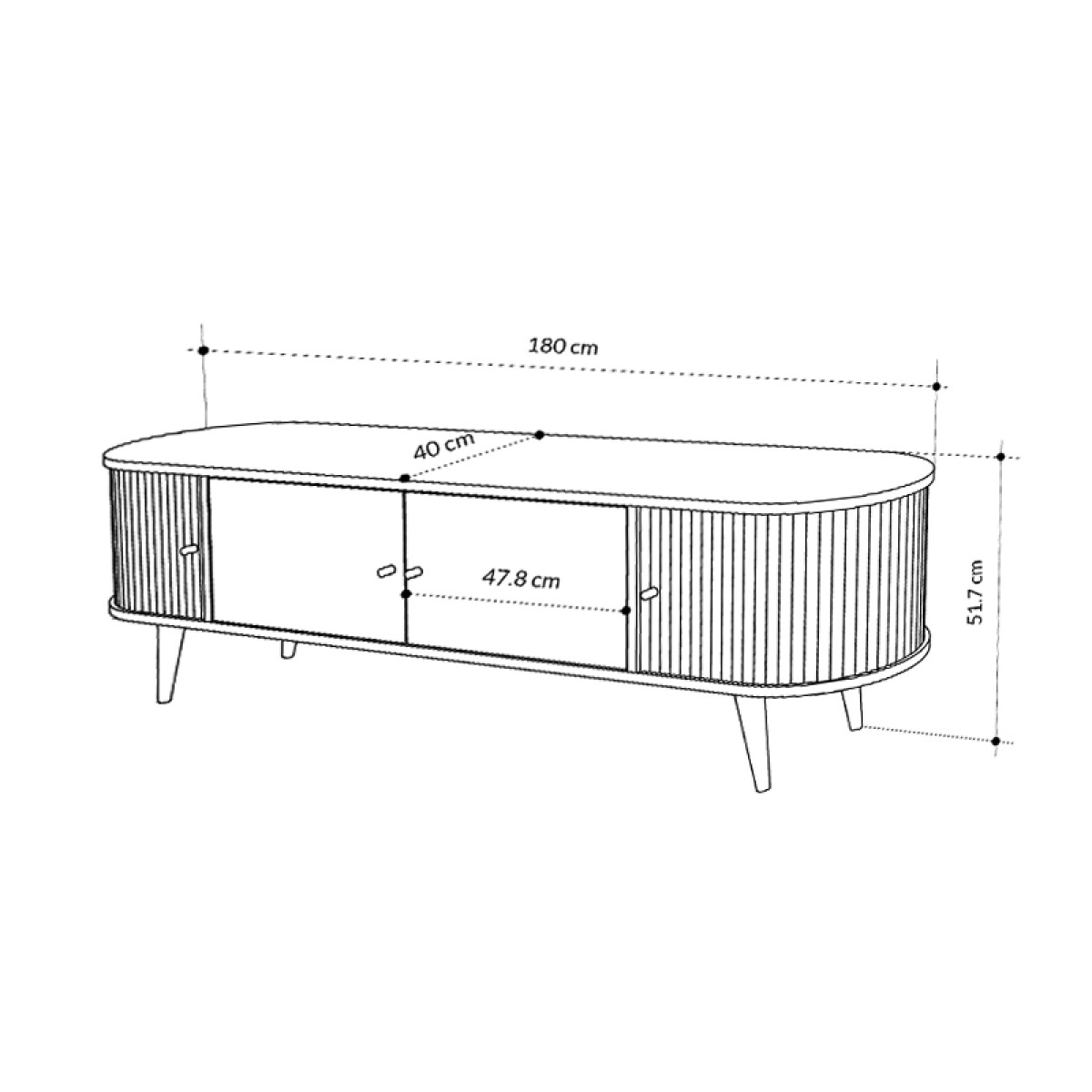 Έπιπλο τηλεόρασης Gentle Megapap χρώμα sapphire oak 180x40x52εκ.