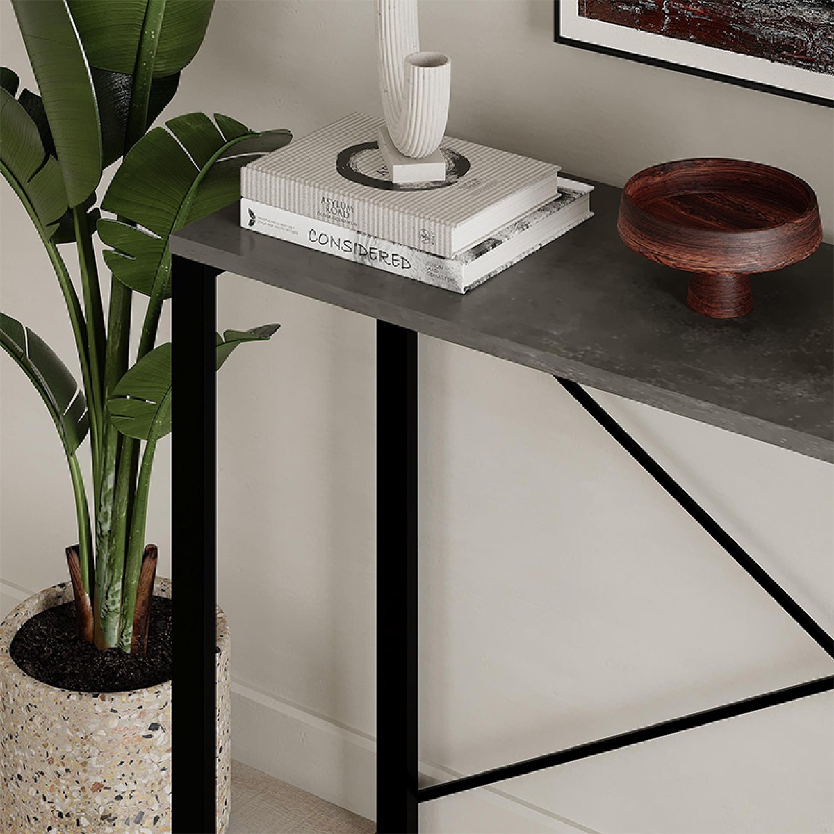 Κονσόλα Archie Megapap χρώμα γκρι ρετρό - μαύρο 110x35x75εκ.