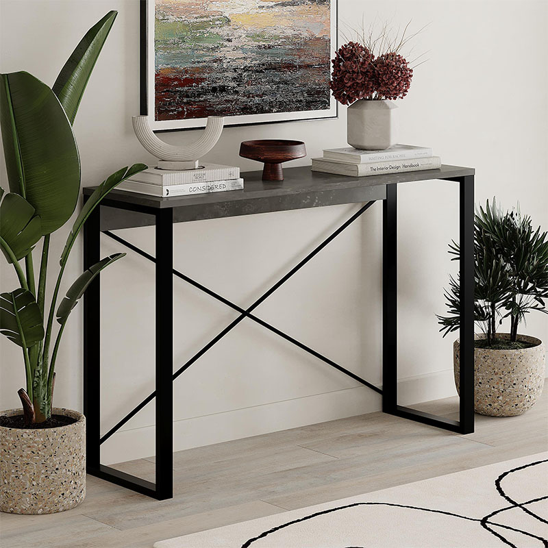 Κονσόλα Archie Megapap χρώμα γκρι ρετρό - μαύρο 110x35x75εκ.