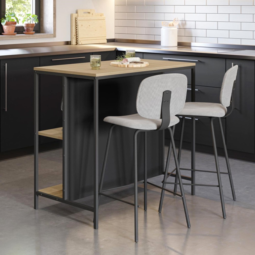 Τραπέζι μπαρ Detroit Megapap χρώμα sapphire oak - silky black 100x60x95εκ.