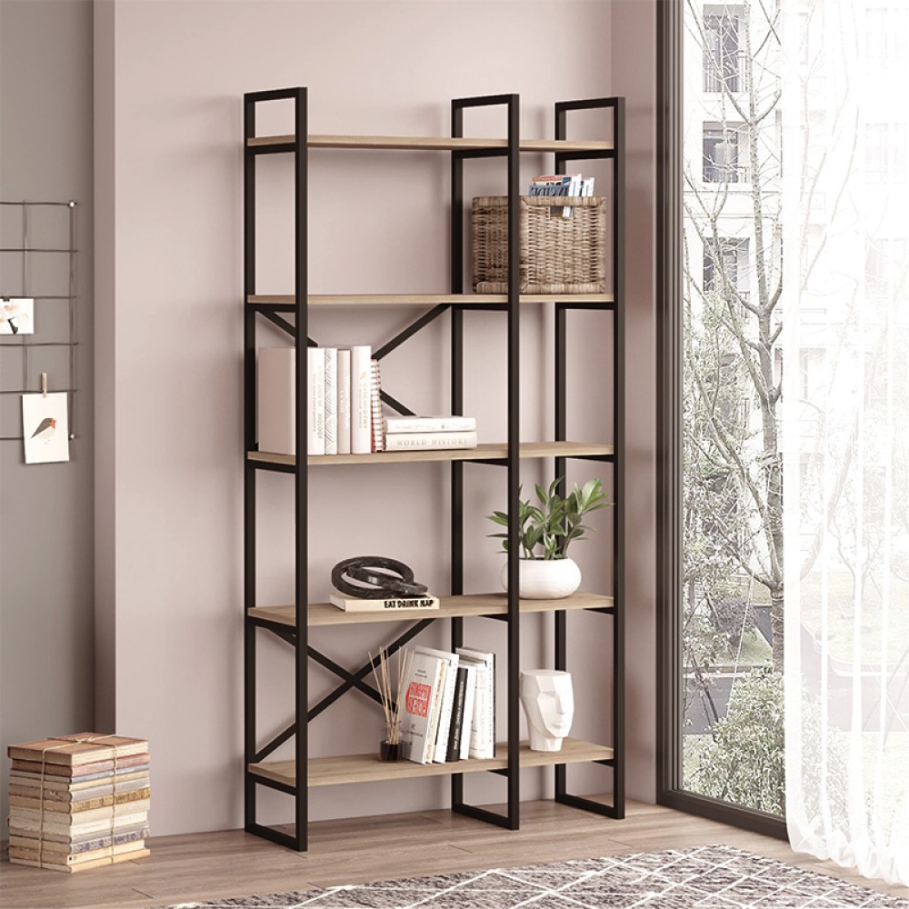 Βιβλιοθήκη Dusan Megapap χρώμα sepet oak 87,5x30x175εκ.