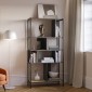 Βιβλιοθήκη Midi Megapap χρώμα sapphire oak - silky black 88x35x175εκ.