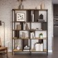Βιβλιοθήκη Maxi Megapap χρώμα sapphire oak - silky black 144x35x175εκ.