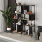 Βιβλιοθήκη Maxi Megapap χρώμα sapphire oak - silky black 144x35x175εκ.