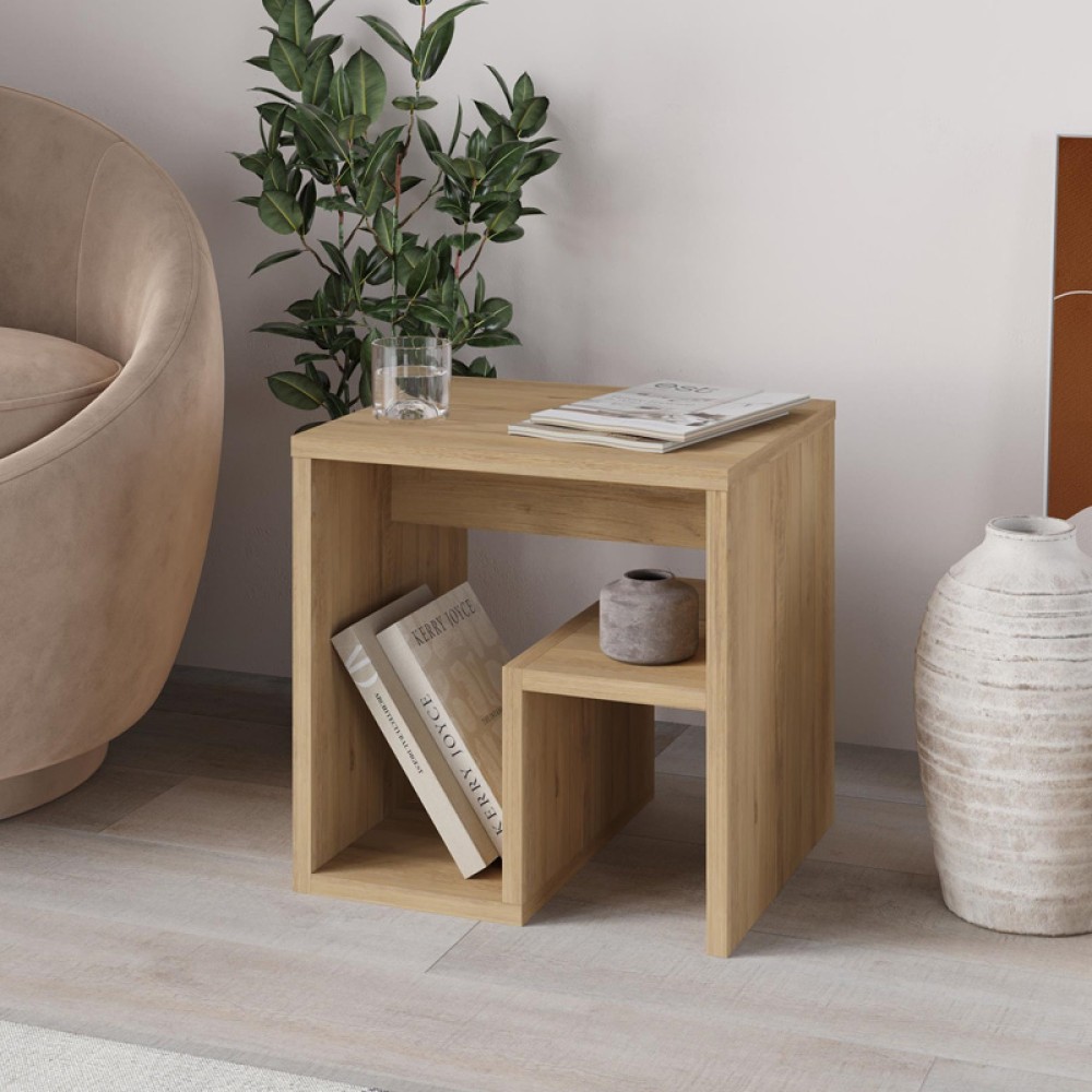 Τραπεζάκι βοηθητικό - Κομοδίνο Bon Megapap χρώμα sapphire oak 40x35x40εκ.