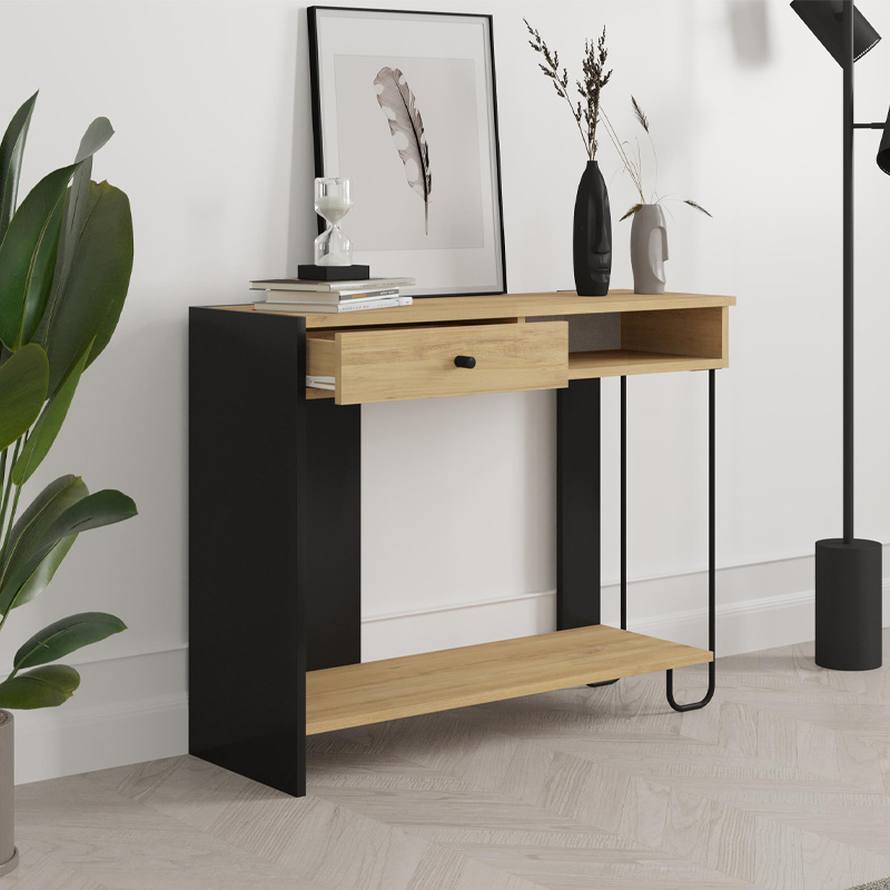 Κονσόλα Sirius Megapap χρώμα sapphire oak - silky black 100x35x79εκ.