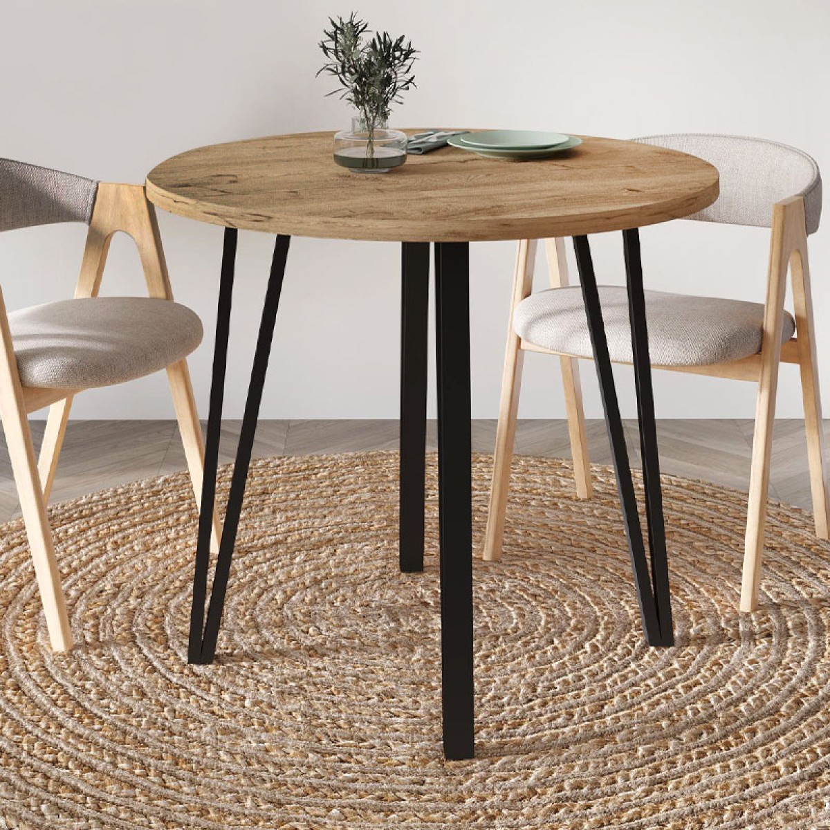 Τραπέζι Xana Megapap χρώμα sepet oak Ø90x77,5εκ.