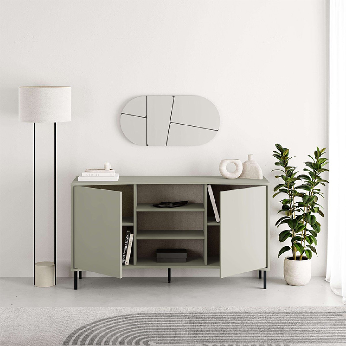 Μπουφές Frem Megapap χρώμα ash green 150x40x81εκ.