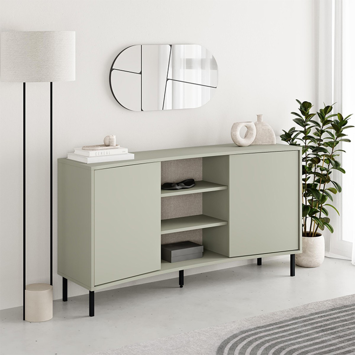 Μπουφές Frem Megapap χρώμα ash green 150x40x81εκ.