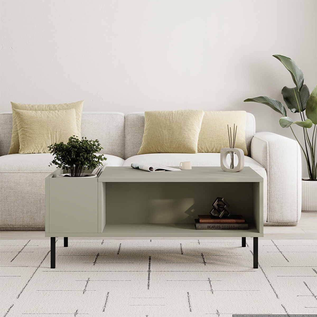 Τραπεζάκι σαλονιού Vena Megapap χρώμα ash green 100x60x42εκ.