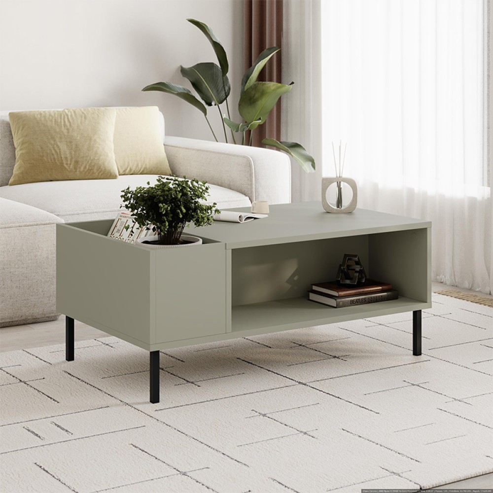 Τραπεζάκι σαλονιού Vena Megapap χρώμα ash green 100x60x42εκ.