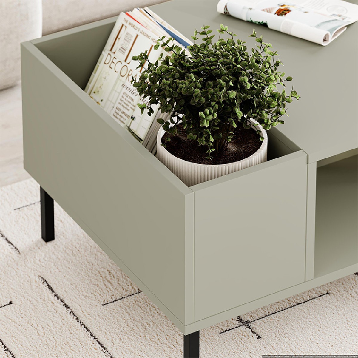 Τραπεζάκι σαλονιού Vena Megapap χρώμα ash green 100x60x42εκ.