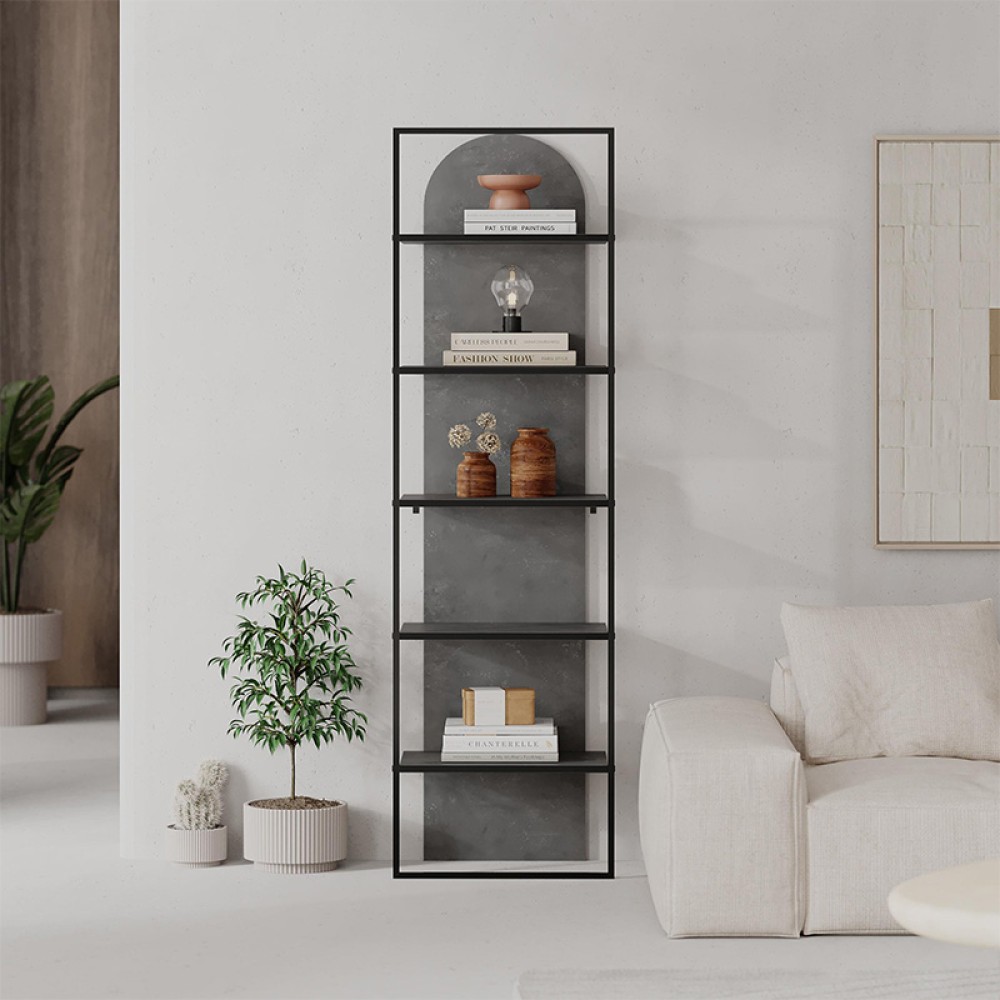 Βιβλιοθήκη Archy Megapap χρώμα γκρι ρετρό 53x31,7x180εκ.