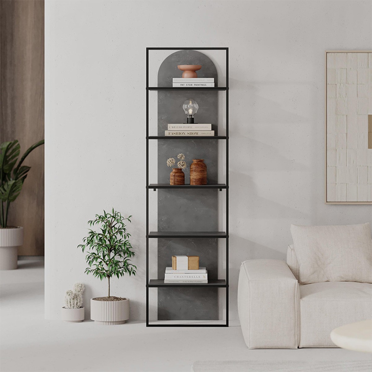 Βιβλιοθήκη Archy Megapap χρώμα γκρι ρετρό 53x31,7x180εκ.