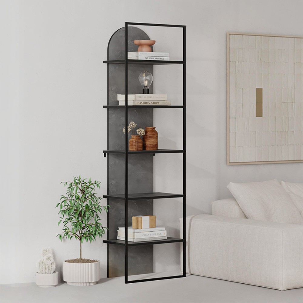 Βιβλιοθήκη Archy Megapap χρώμα γκρι ρετρό 53x31,7x180εκ.