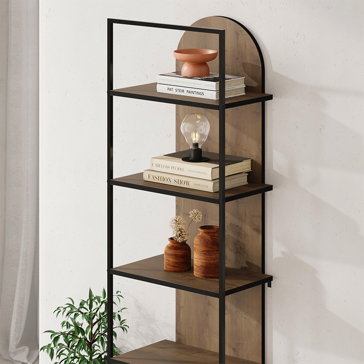 Βιβλιοθήκη Archy Megapap χρώμα ανοιχτό καρυδί 53x31,7x180εκ.