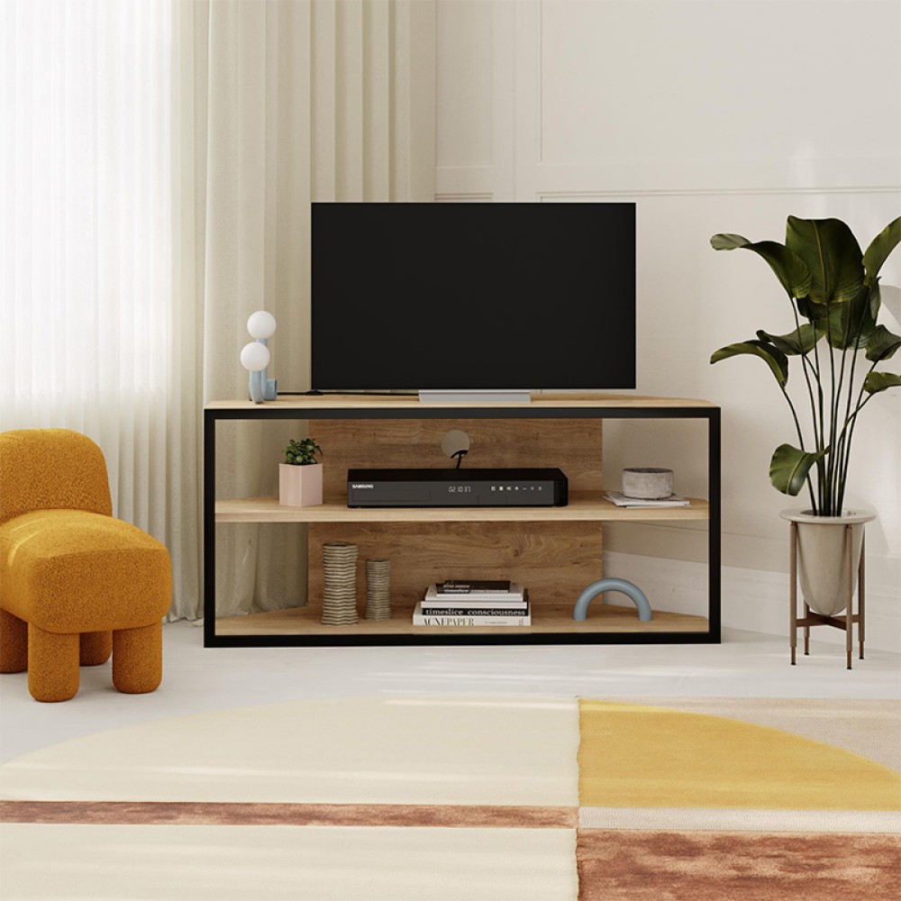 Έπιπλο τηλεόρασης γωνιακό Echo Megapap χρώμα sapphire oak 98x37x45εκ.