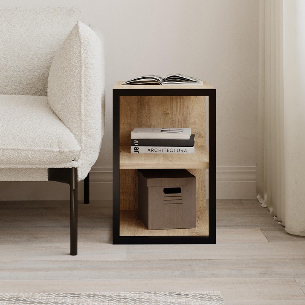 Τραπεζάκι βοηθητικό - Κομοδίνο Echo Megapap χρώμα sapphire oak 30x42x45εκ.