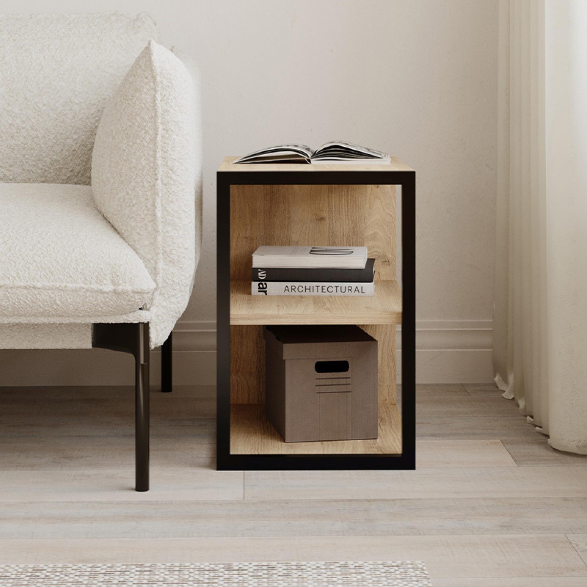 Τραπεζάκι βοηθητικό - Κομοδίνο Echo Megapap χρώμα sapphire oak 30x42x45εκ.