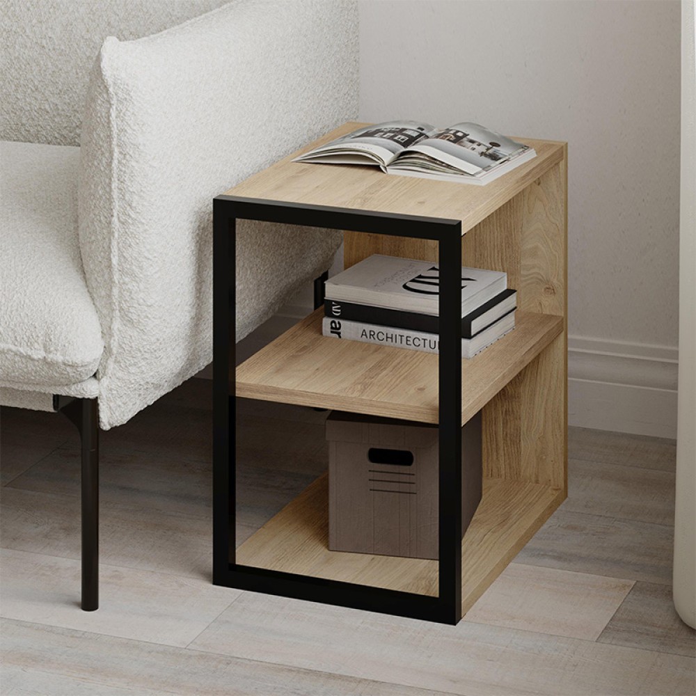 Τραπεζάκι βοηθητικό - Κομοδίνο Echo Megapap χρώμα sapphire oak 30x42x45εκ.