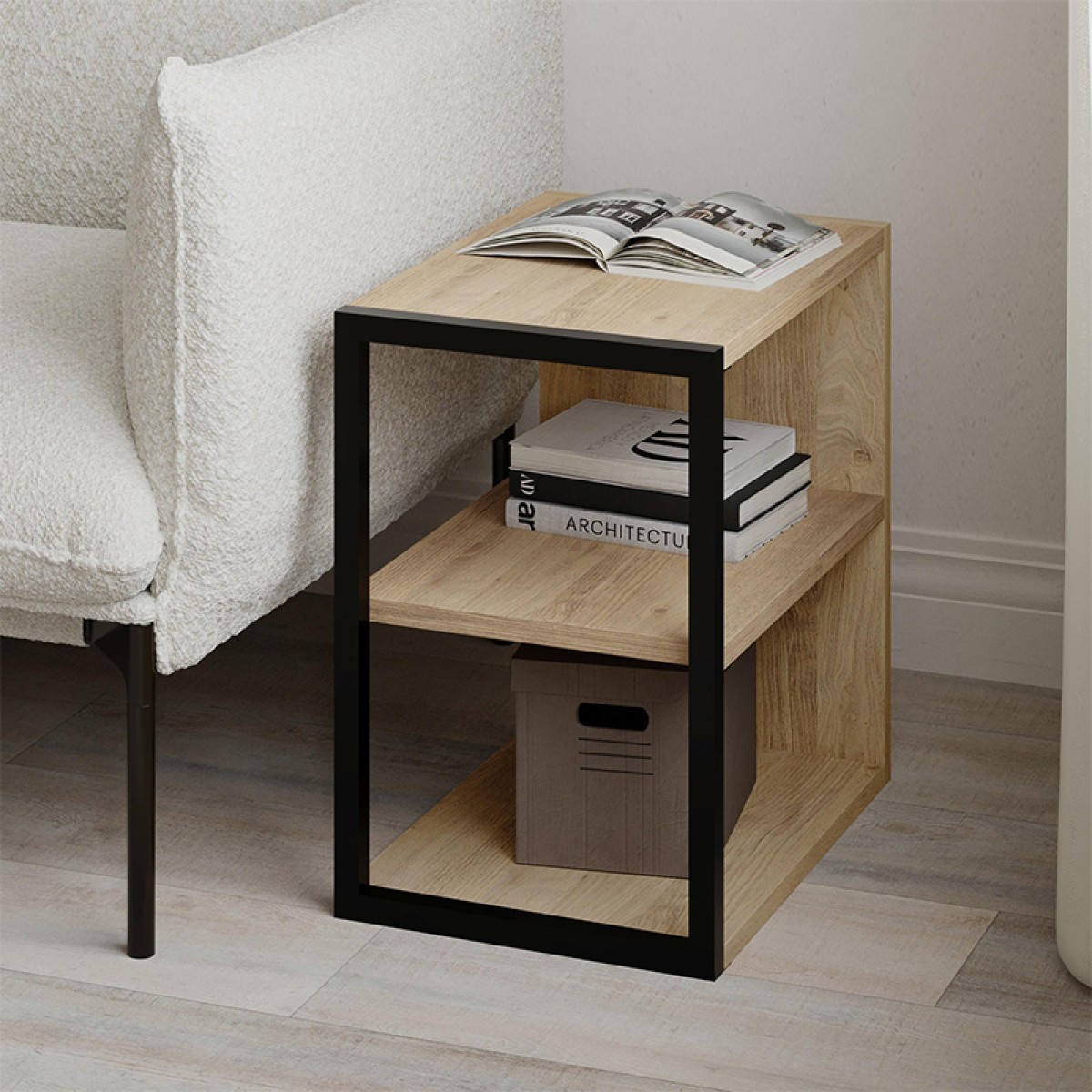 Τραπεζάκι βοηθητικό - Κομοδίνο Echo Megapap χρώμα sapphire oak 30x42x45εκ.