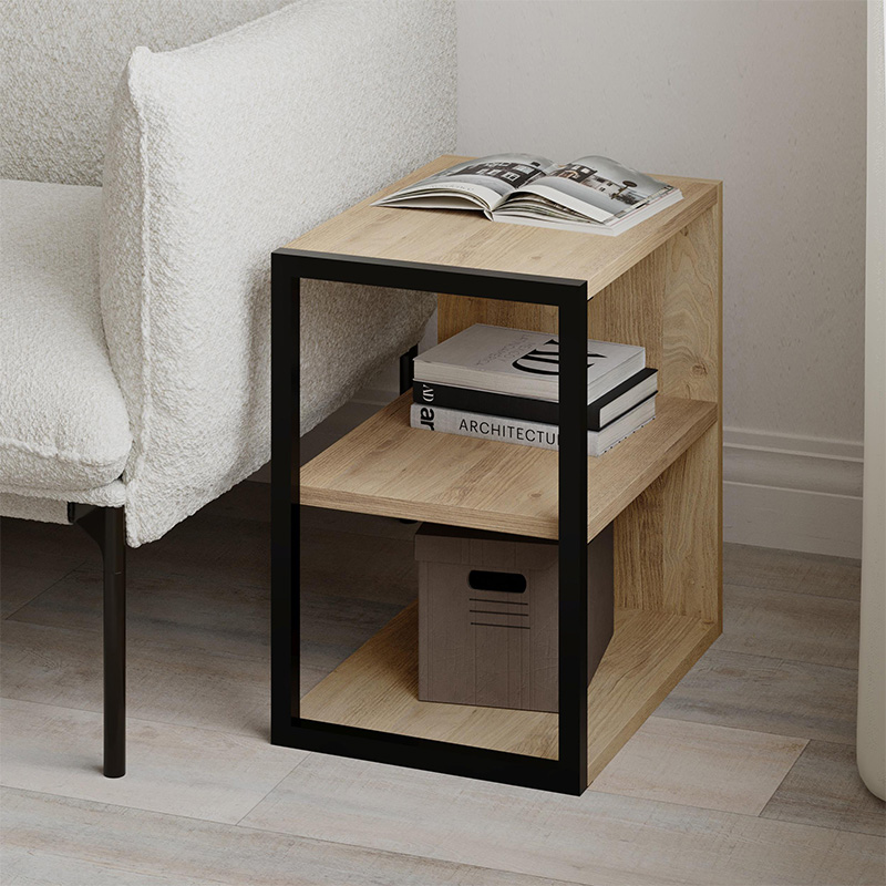 Τραπεζάκι βοηθητικό - Κομοδίνο Echo Megapap χρώμα sapphire oak 30x42x45εκ.