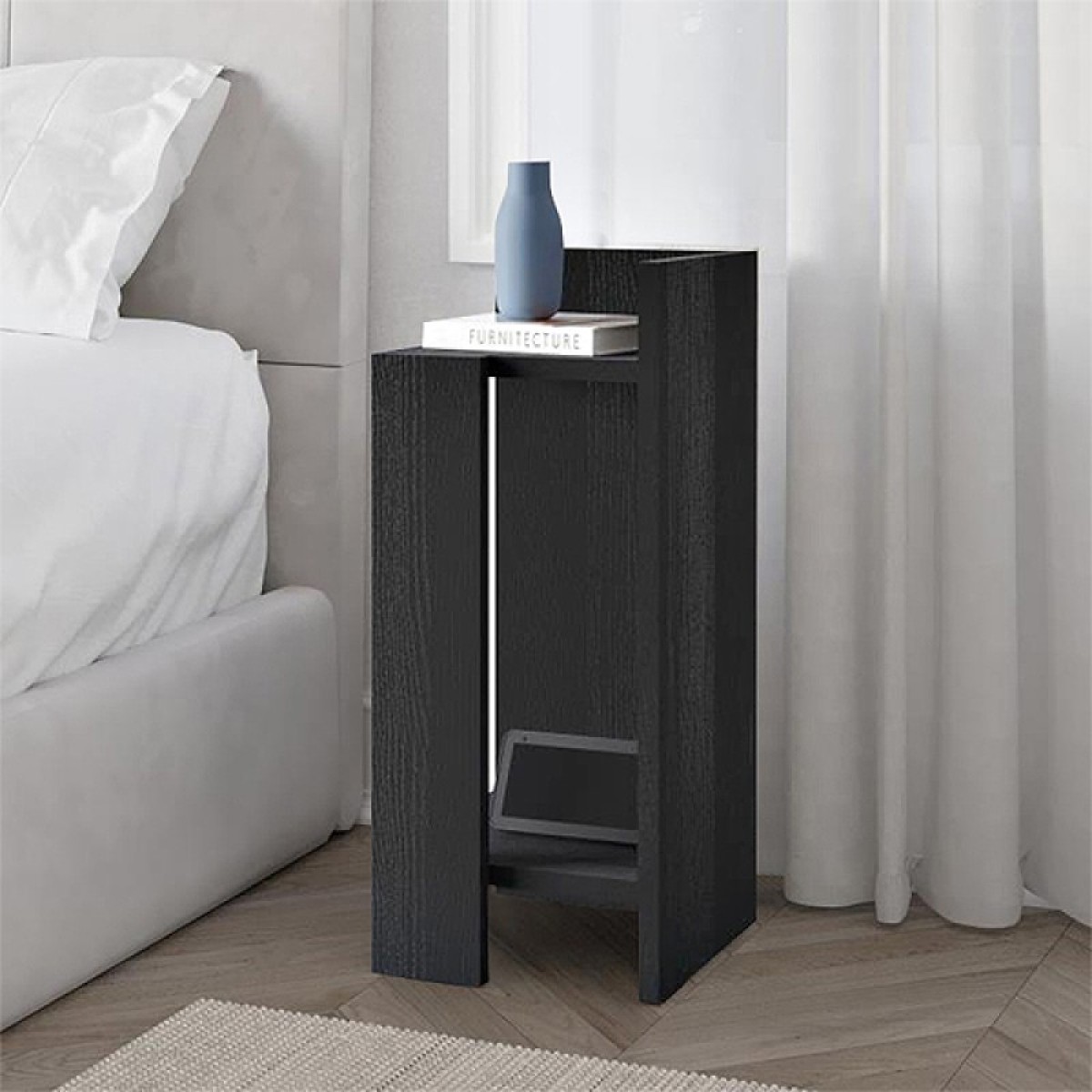 Κομοδίνο Elos Megapap δεξί χρώμα black wood 25x27x60εκ.