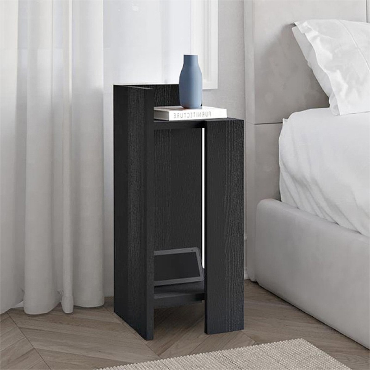 Κομοδίνο Elos Megapap αριστερό χρώμα black wood 25x27x60εκ.