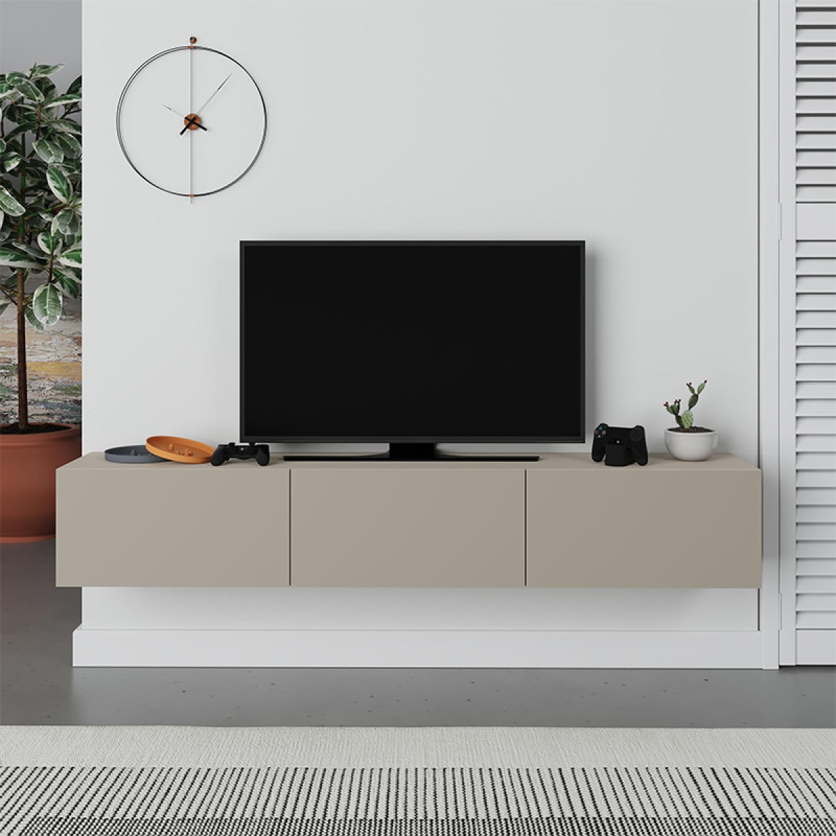 Έπιπλο τηλεόρασης επιτοίχιο Francy Megapap χρώμα sandstone 180x30x30εκ.
