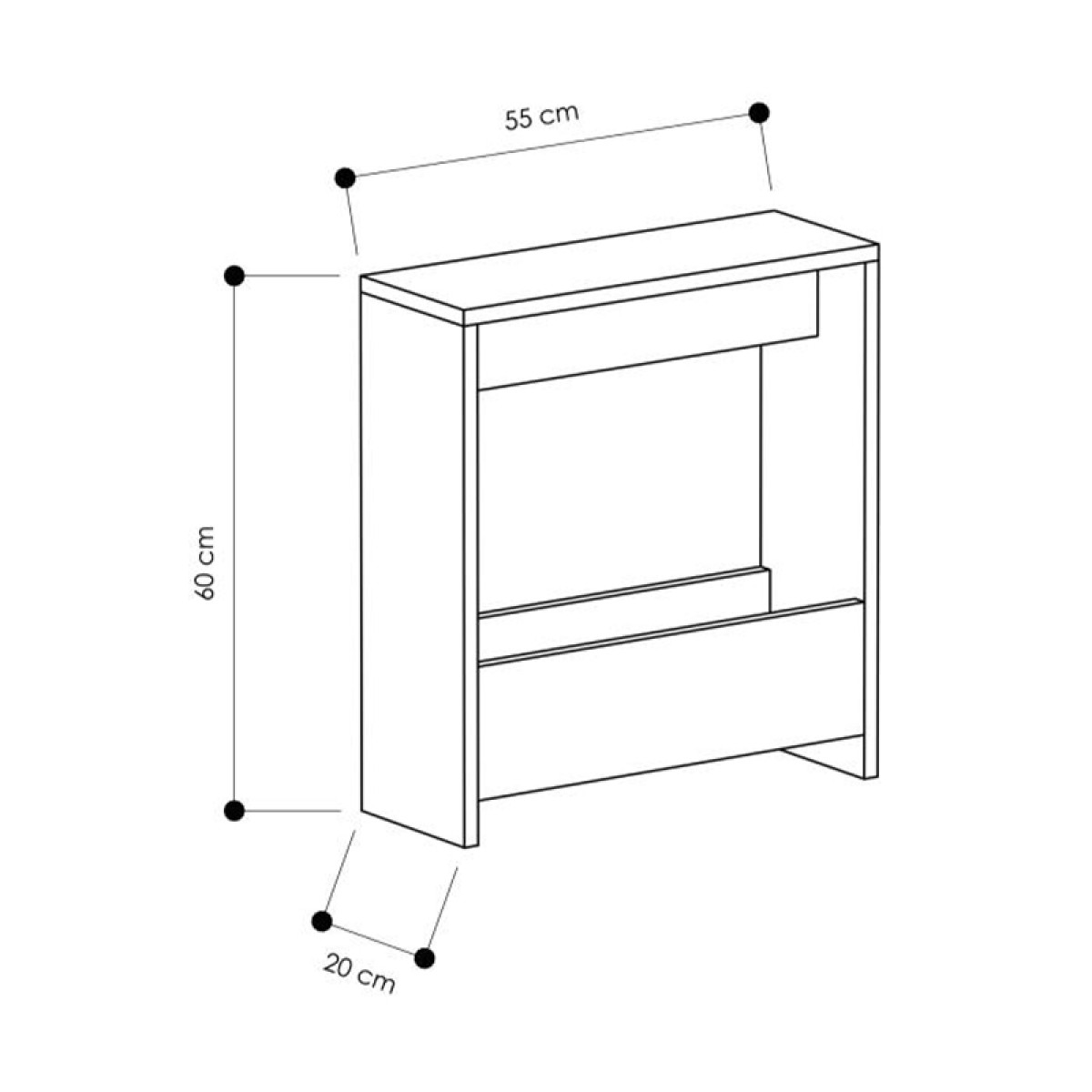 Τραπεζάκι βοηθητικό Simpi Megapap χρώμα λευκό 55x20x60εκ.