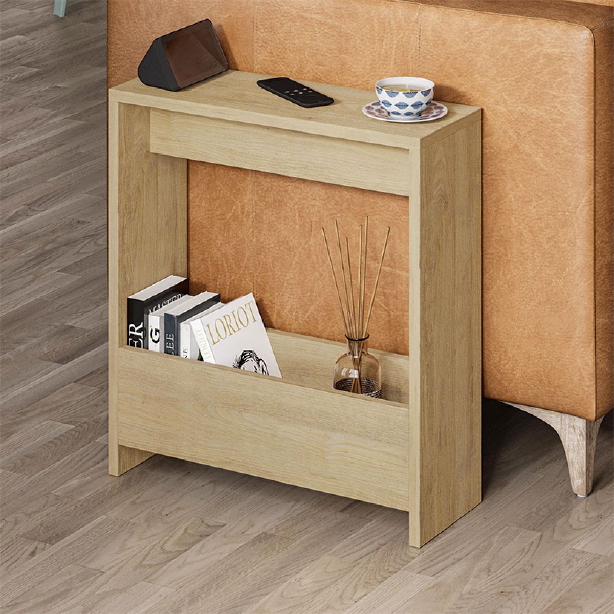 Τραπεζάκι βοηθητικό Simpi Megapap χρώμα sapphire oak 55x20x60εκ.