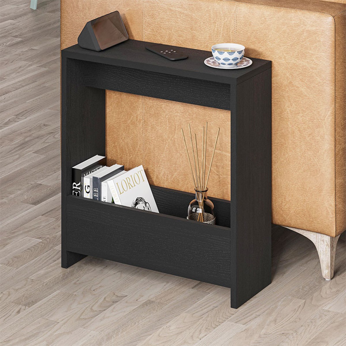 Τραπεζάκι βοηθητικό Simpi Megapap χρώμα black wood 55x20x60εκ.