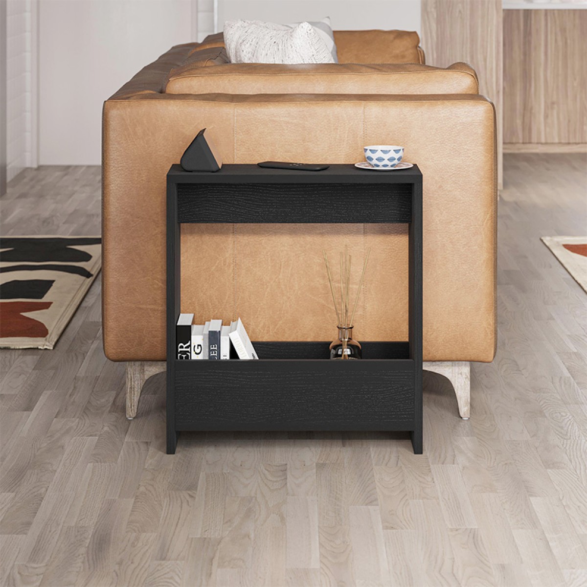 Τραπεζάκι βοηθητικό Simpi Megapap χρώμα black wood 55x20x60εκ.