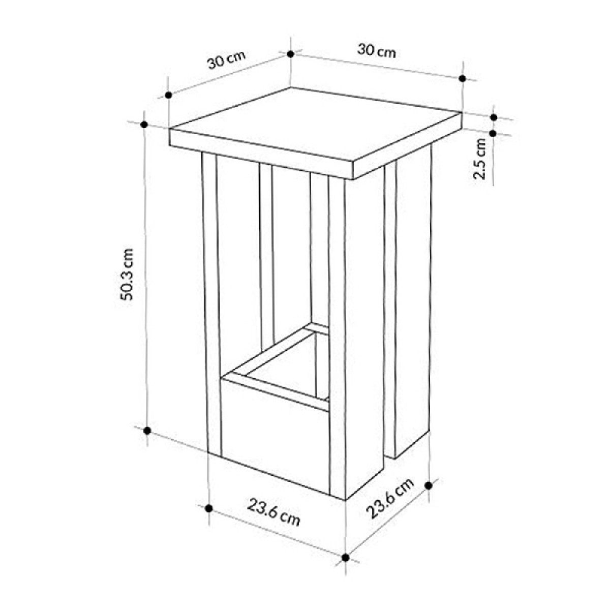 Τραπεζάκι βοηθητικό Tasos Megapap χρώμα λευκό 30x30x50,3εκ.