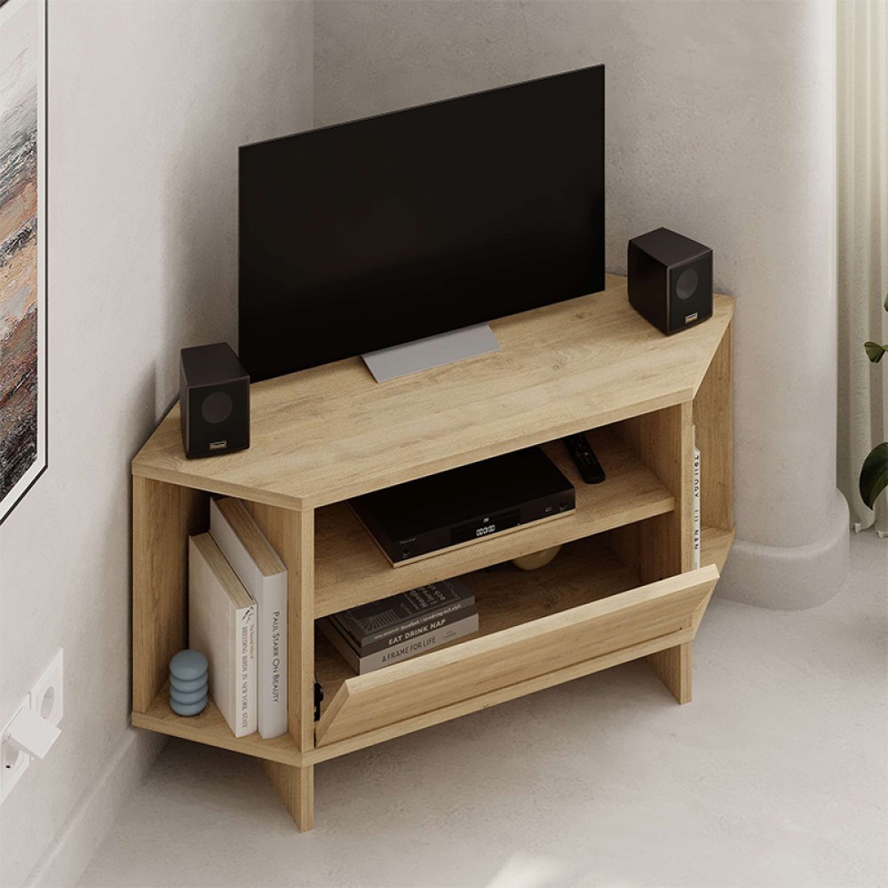 Έπιπλο τηλεόρασης γωνιακό Viva Megapap χρώμα sapphire oak 95,7x35,4x45εκ.