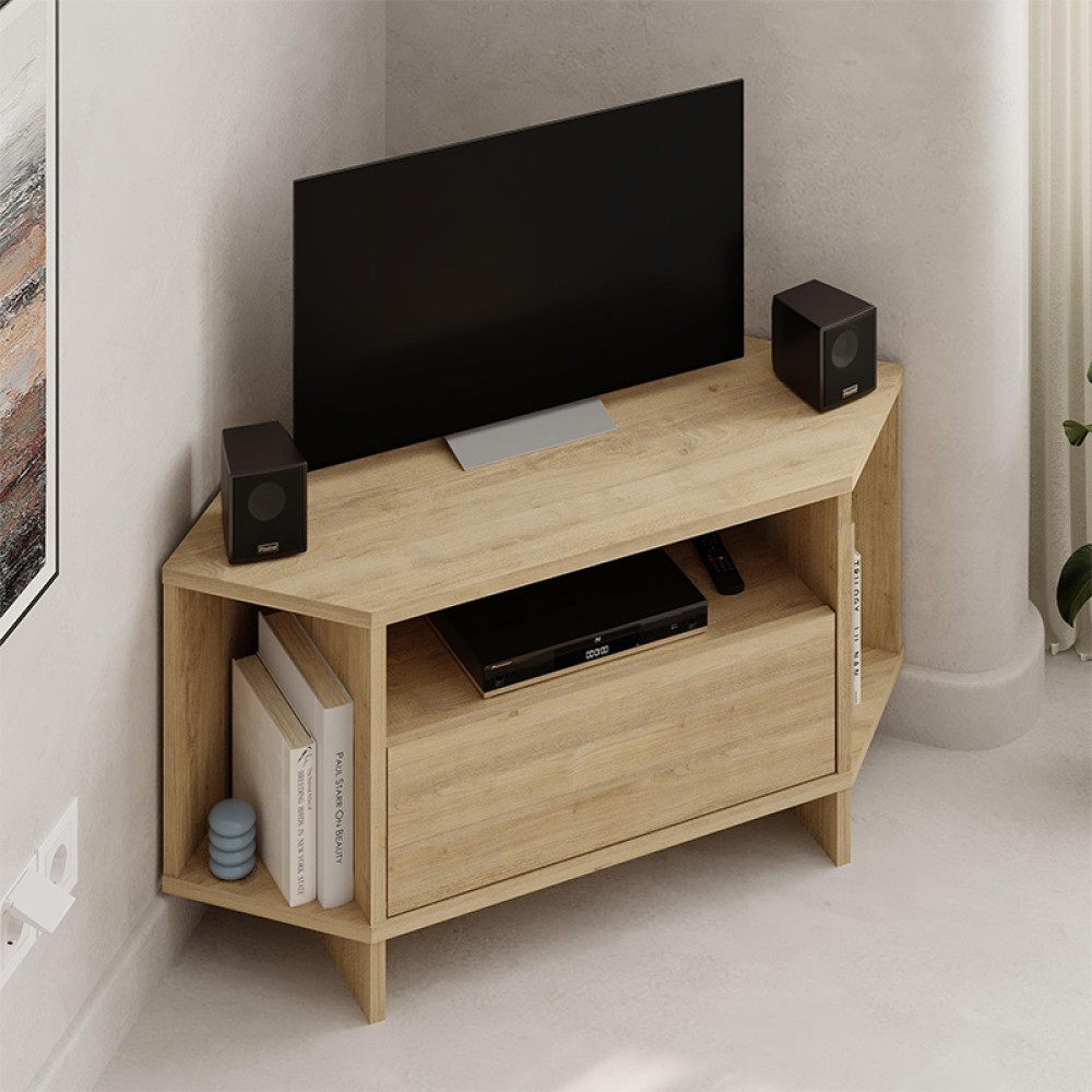 Έπιπλο τηλεόρασης γωνιακό Viva Megapap χρώμα sapphire oak 95,7x35,4x45εκ.
