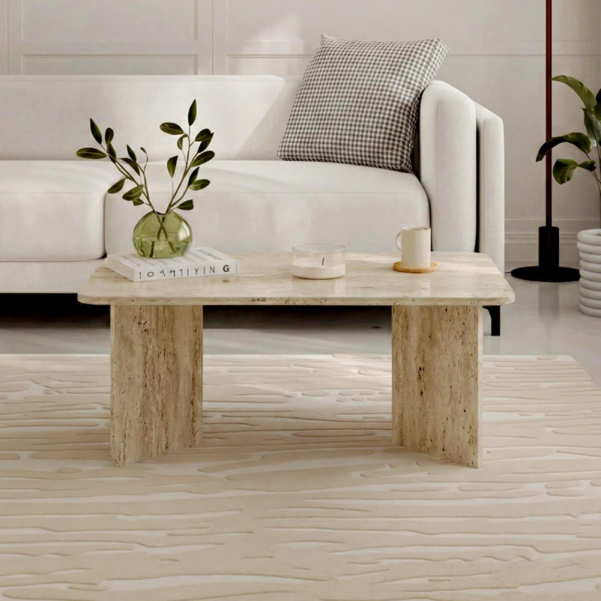 Τραπεζάκι σαλονιού Sam Megapap χρώμα travertine 100x60x41,8εκ.