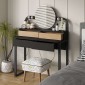 Τουαλέτα με καθρέπτη Lora Megapap με LED χρώμα μαύρο - sapphire oak 96x40x133,4εκ.