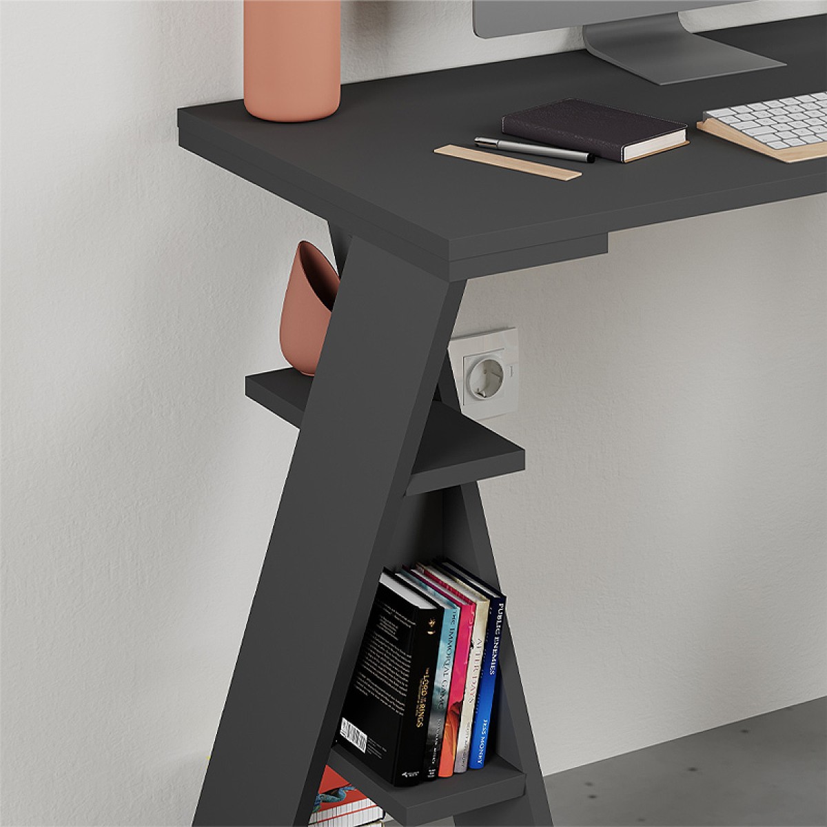 Γραφείο εργασίας Papillon Megapap χρώμα ανθρακί 106x50x75εκ