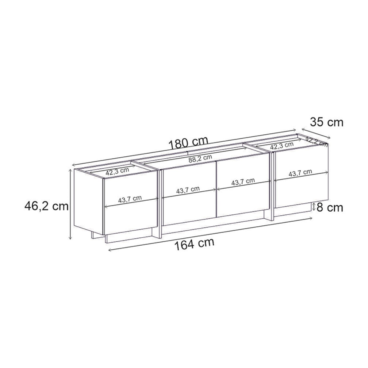 Έπιπλο τηλεόρασης Lowen Megapap χρώμα travertine 180x35x46,2εκ.