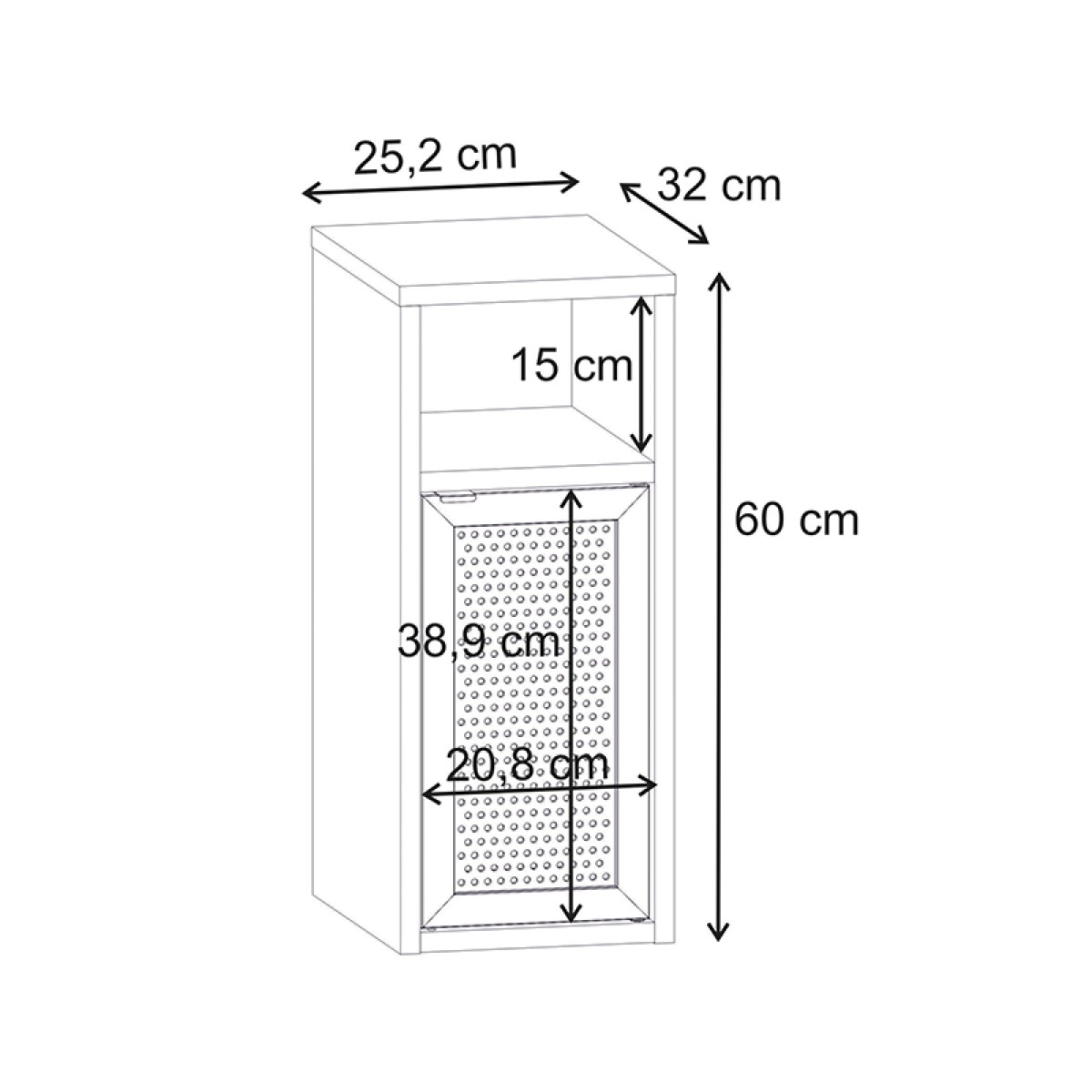 Κομοδίνο Inca Megapap χρώμα light oak 25,2x32x60εκ.