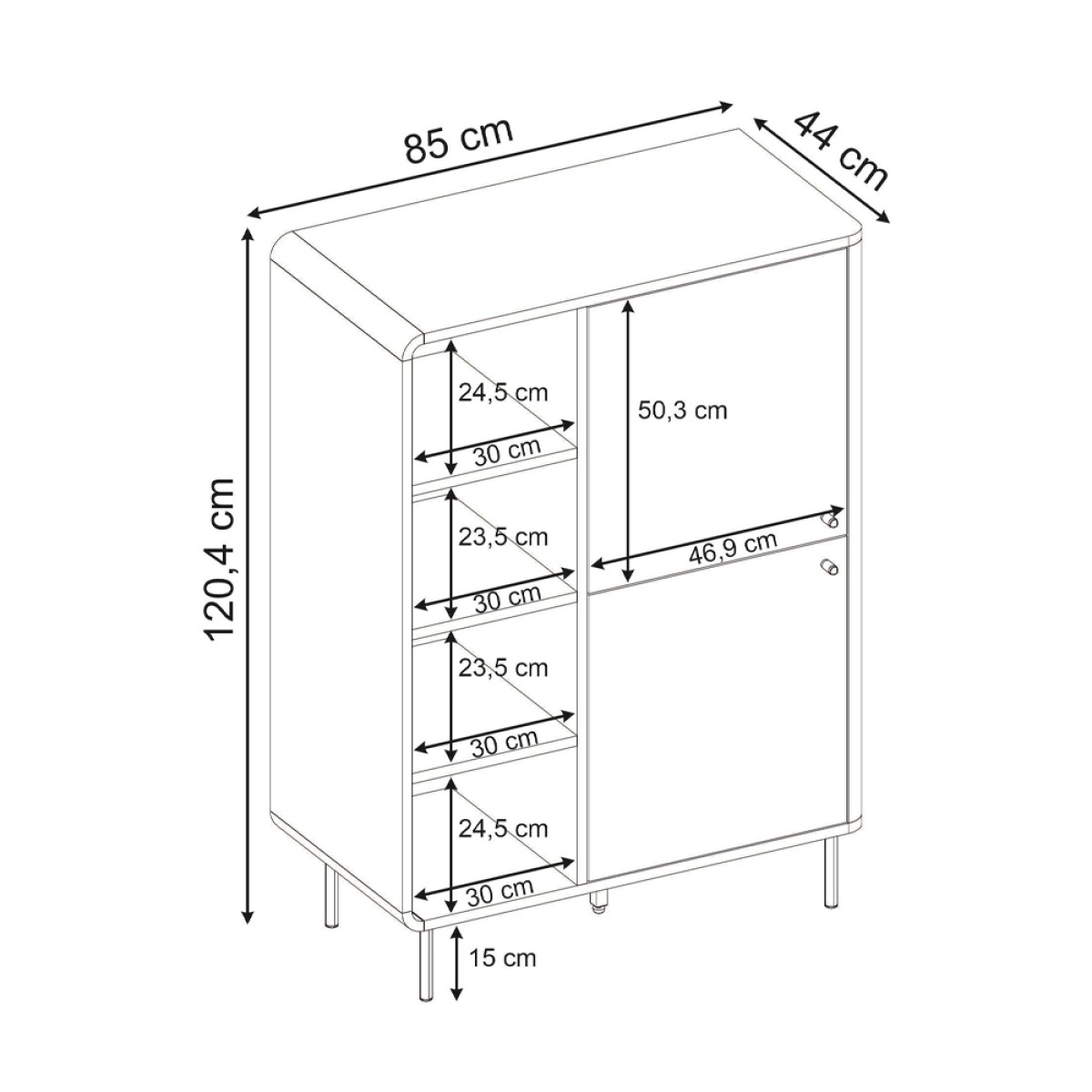 Μπουφές Colia Megapap χρώμα sepet oak 85x44x120,4εκ.