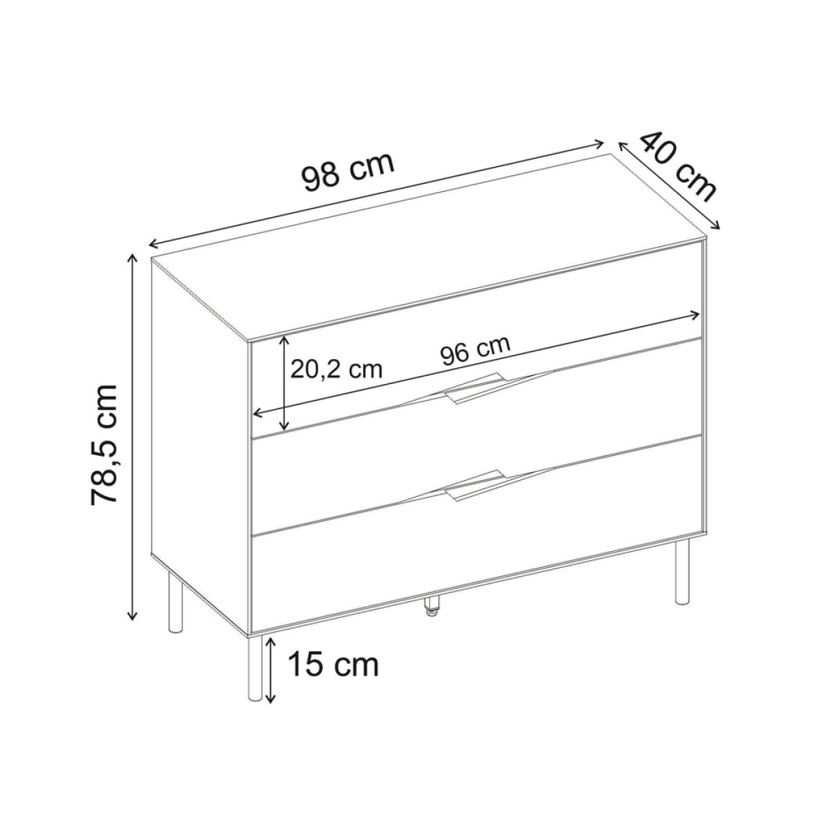 Συρταριέρα Marquise Megapap χρώμα sandstone 98x40x78,5εκ.