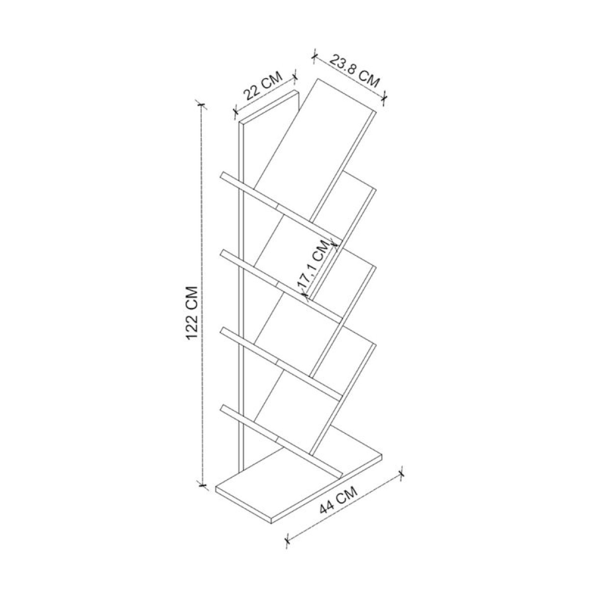 Βιβλιοθήκη μελαμίνης Milton Megapap χρώμα pine oak 44x22x121εκ.