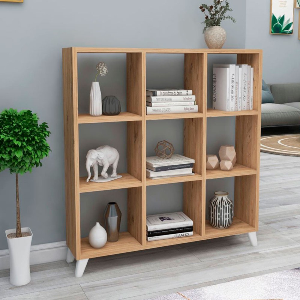 Βιβλιοθήκη Saul Megapap χρώμα pine oak 88,2x20x88,2εκ.