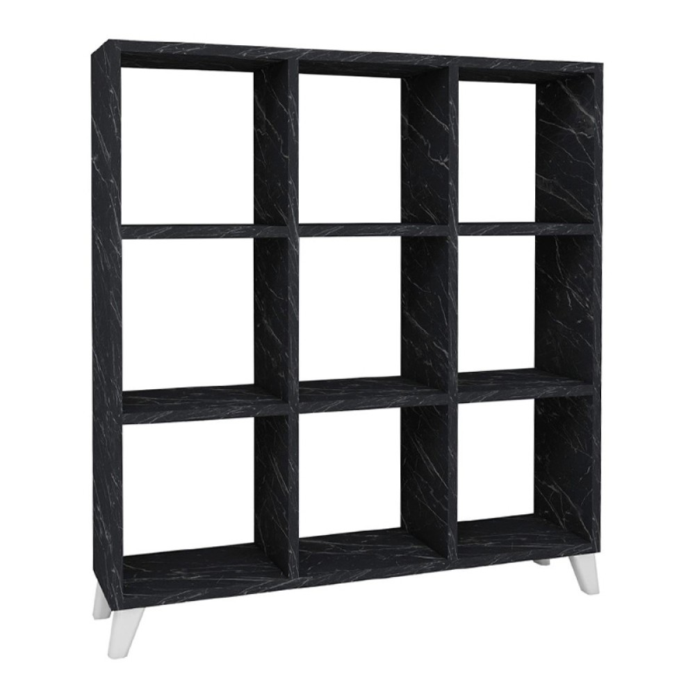 Βιβλιοθήκη Saul Megapap χρώμα μαύρο εφέ μαρμάρου 88,2x20x88,2εκ.