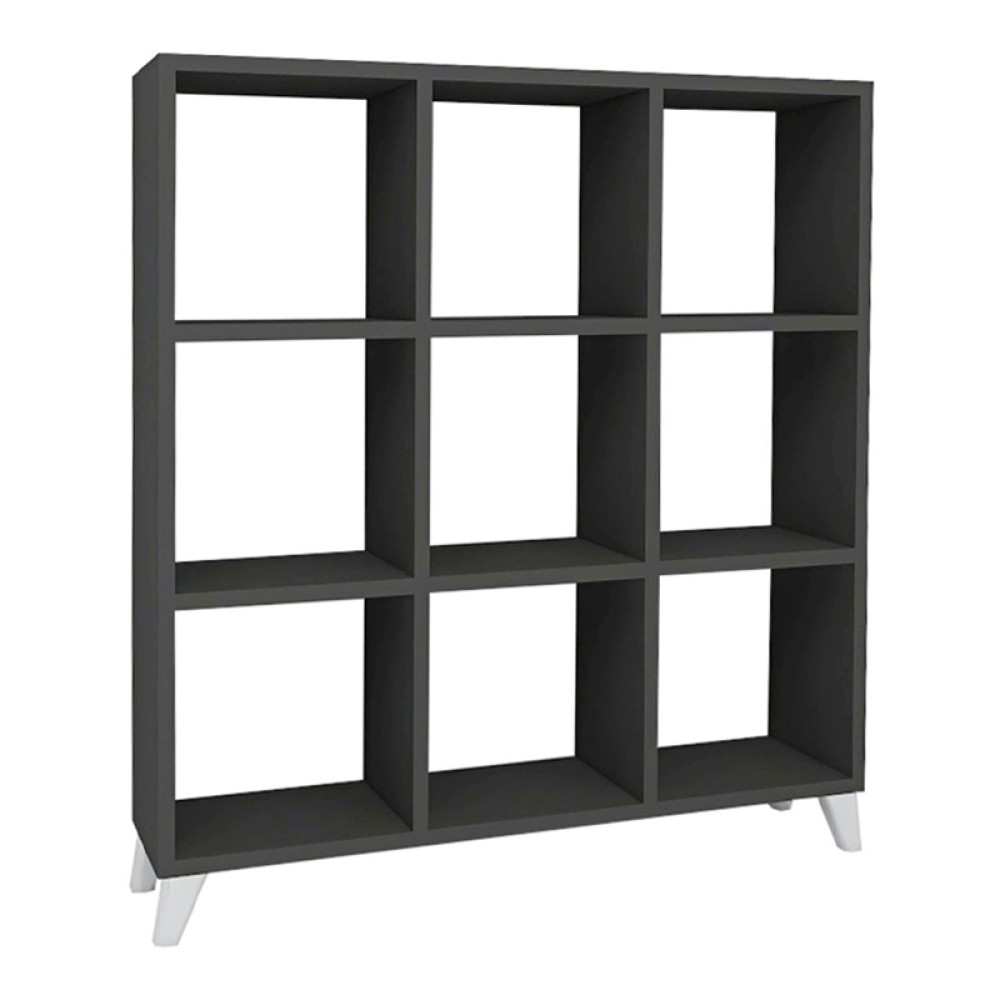 Βιβλιοθήκη Saul Megapap χρώμα ανθρακί 88,2x20x88,2εκ.