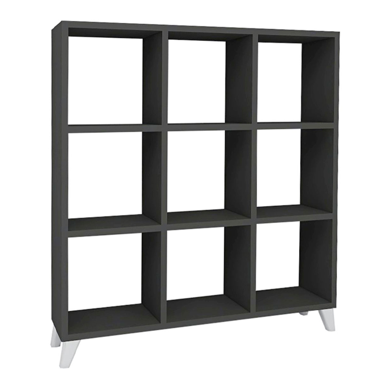Βιβλιοθήκη Saul Megapap χρώμα ανθρακί 88,2x20x88,2εκ.