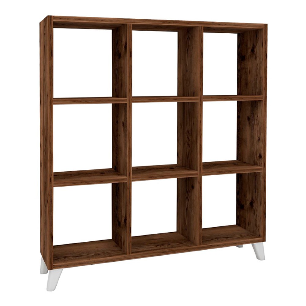 Βιβλιοθήκη Saul Megapap χρώμα καπνιστή καρυδιά 88,2x20x88,2εκ.